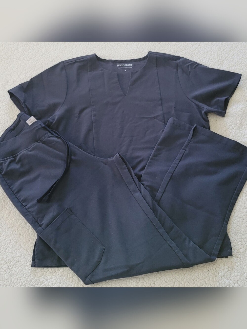 Mandala Women's Scrub Set. Top Sz Med. Pants Sz Small. Color: Blue-grey